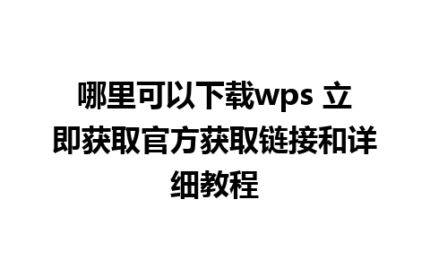 哪里可以下载wps 立即获取官方获取链接和详细教程