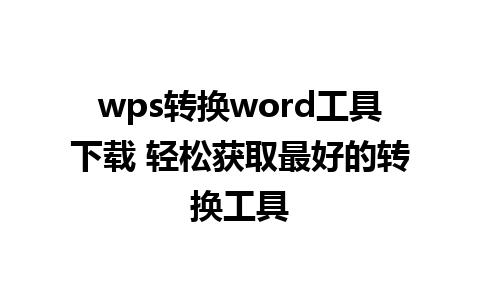 wps转换word工具下载 轻松获取最好的转换工具