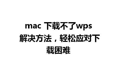 mac 下载不了wps 解决方法，轻松应对下载困难