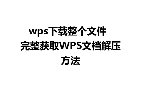 wps下载整个文件  完整获取WPS文档解压方法