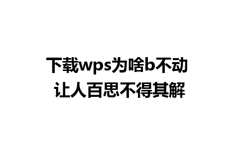 下载wps为啥b不动 让人百思不得其解