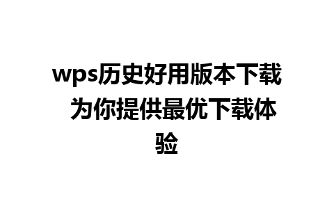 wps历史好用版本下载  为你提供最优下载体验  
