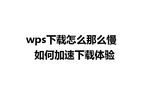 wps下载怎么那么慢  如何加速下载体验