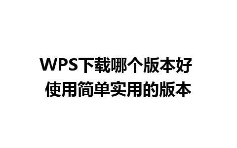 WPS下载哪个版本好 使用简单实用的版本