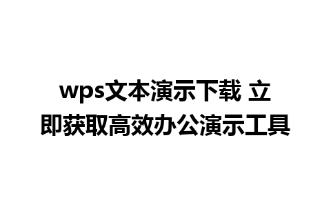 wps文本演示下载 立即获取高效办公演示工具