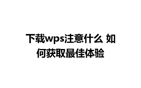 下载wps注意什么 如何获取最佳体验