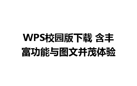 WPS校园版下载 含丰富功能与图文并茂体验