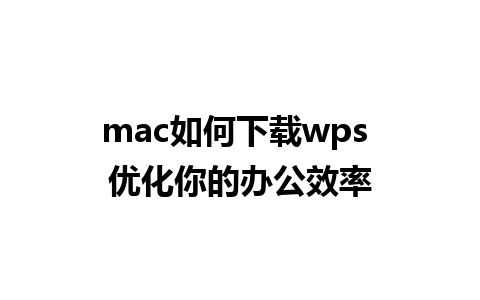 mac如何下载wps 优化你的办公效率