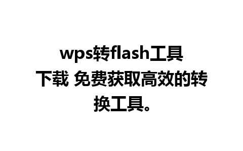 wps转flash工具下载 免费获取高效的转换工具。