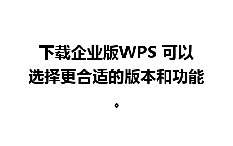 下载企业版WPS 可以选择更合适的版本和功能。