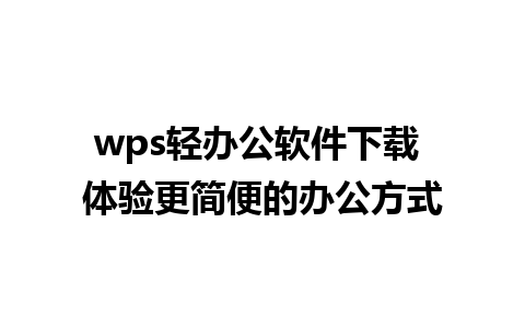 wps轻办公软件下载 体验更简便的办公方式