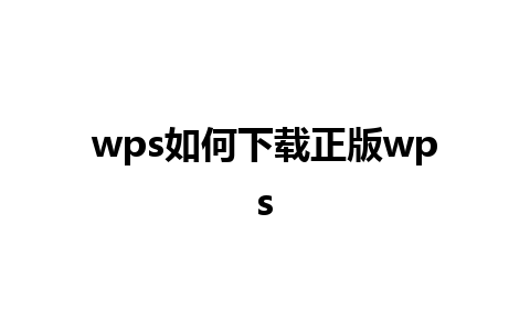 wps如何下载正版wps 