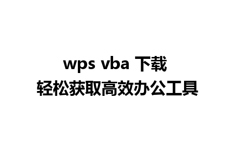 wps vba 下载 轻松获取高效办公工具