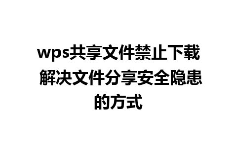 wps共享文件禁止下载 解决文件分享安全隐患的方式