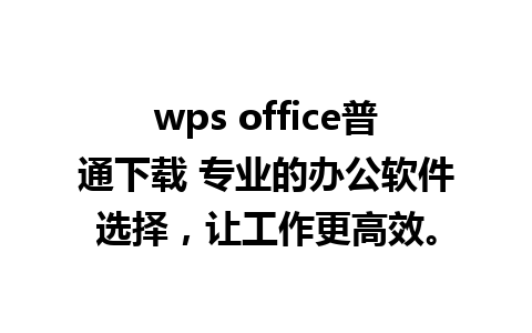 wps office普通下载 专业的办公软件选择，让工作更高效。