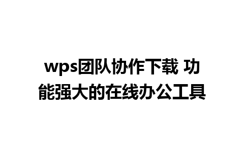 wps团队协作下载 功能强大的在线办公工具