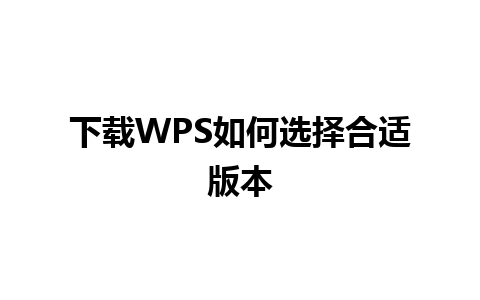 下载WPS如何选择合适版本