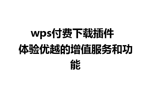 wps付费下载插件  体验优越的增值服务和功能