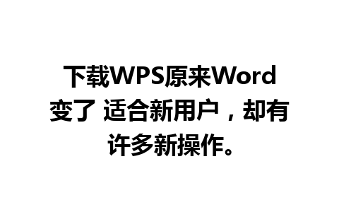 下载WPS原来Word变了 适合新用户，却有许多新操作。