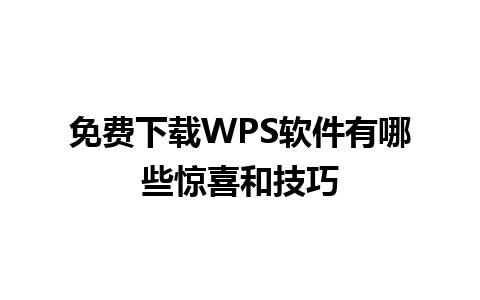 免费下载WPS软件有哪些惊喜和技巧