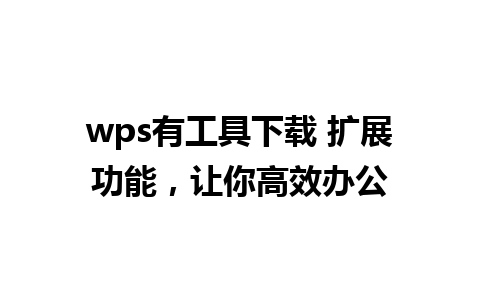 wps有工具下载 扩展功能，让你高效办公