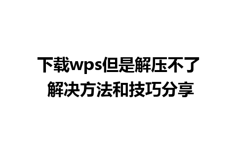 下载wps但是解压不了 解决方法和技巧分享