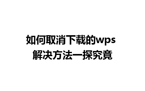 如何取消下载的wps 解决方法一探究竟