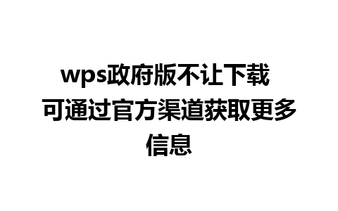 wps政府版不让下载 可通过官方渠道获取更多信息