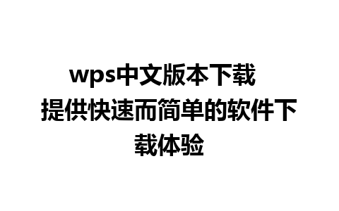 wps中文版本下载  提供快速而简单的软件下载体验