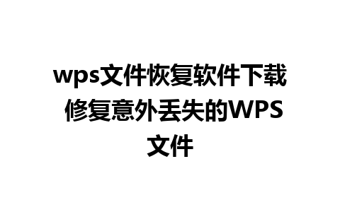 wps文件恢复软件下载 修复意外丢失的WPS文件