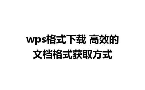 wps格式下载 高效的文档格式获取方式