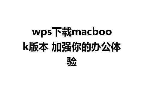 wps下载macbook版本 加强你的办公体验