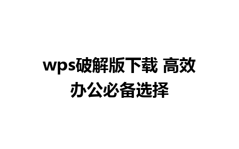 wps破解版下载 高效办公必备选择