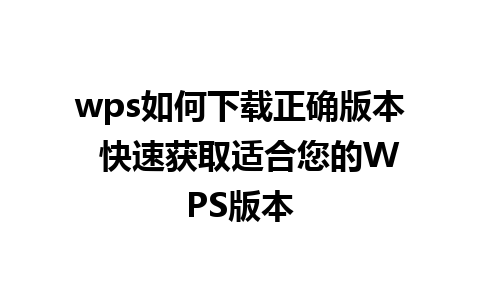 wps如何下载正确版本  快速获取适合您的WPS版本