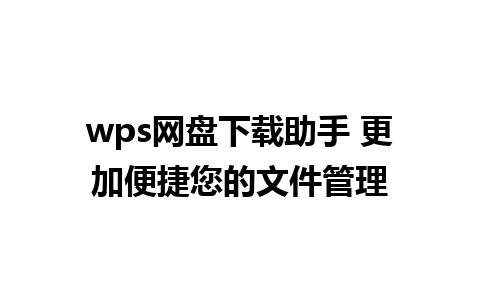 wps网盘下载助手 更加便捷您的文件管理