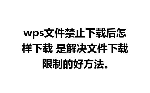 wps文件禁止下载后怎样下载 是解决文件下载限制的好方法。