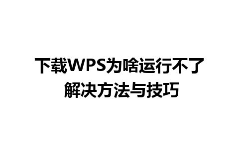 下载WPS为啥运行不了 解决方法与技巧