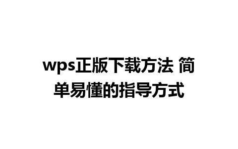 wps正版下载方法 简单易懂的指导方式