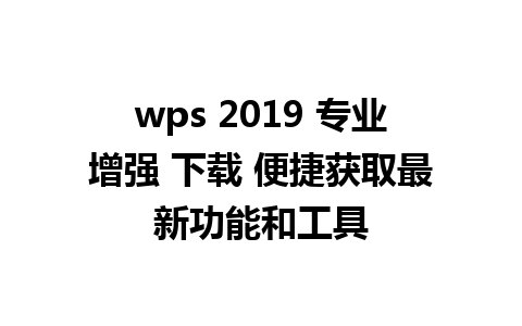 wps 2019 专业增强 下载 便捷获取最新功能和工具