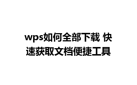 wps如何全部下载 快速获取文档便捷工具