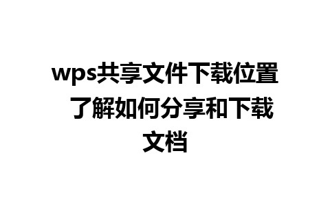 wps共享文件下载位置  了解如何分享和下载文档