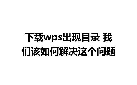 下载wps出现目录 我们该如何解决这个问题