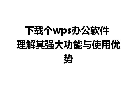 下载个wps办公软件 理解其强大功能与使用优势