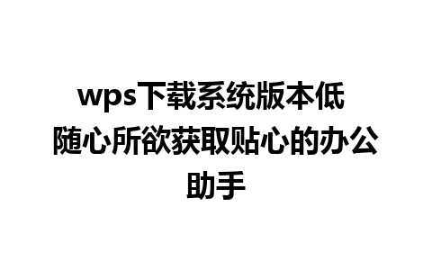 wps下载系统版本低 随心所欲获取贴心的办公助手