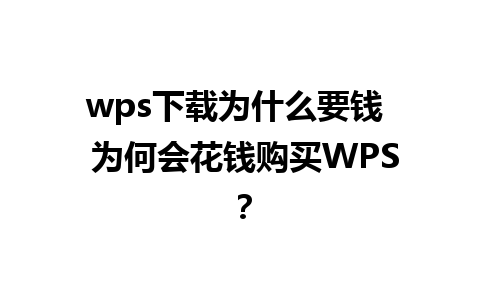 wps下载为什么要钱  为何会花钱购买WPS？