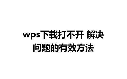 wps下载打不开 解决问题的有效方法