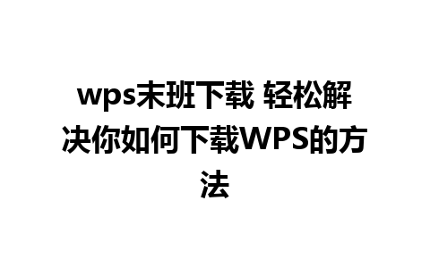 wps末班下载 轻松解决你如何下载WPS的方法