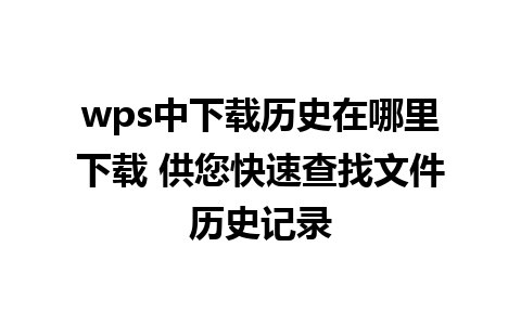 wps中下载历史在哪里下载 供您快速查找文件历史记录