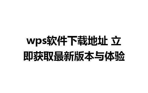 wps软件下载地址 立即获取最新版本与体验