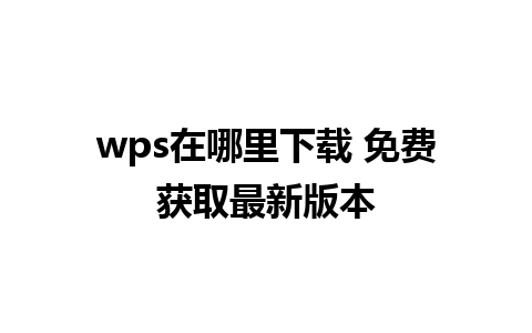 wps在哪里下载 免费获取最新版本